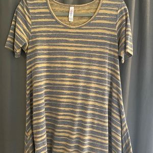 LuLaRoe Perfect T Yellow and Gray
